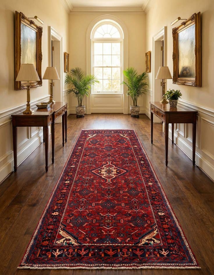 Detail image of 4' 11 x 9' 9 Hamedan Wool Runner Rug