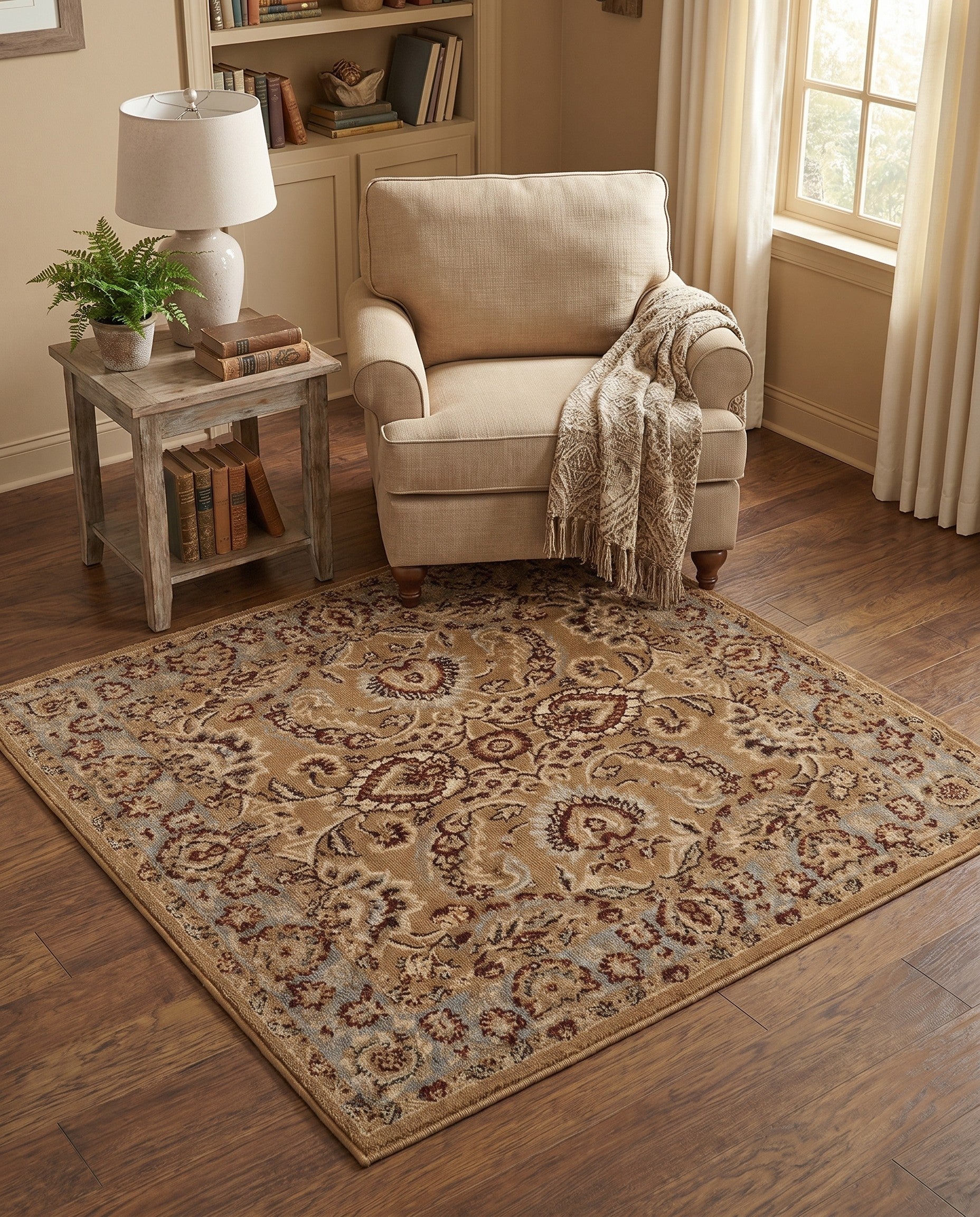 Dark Yellow Classic Agra Square Rug