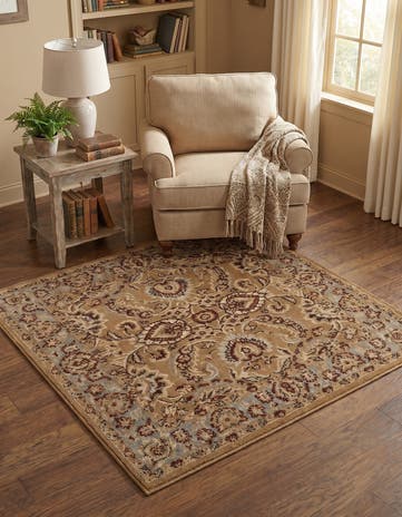 Dark Yellow Classic Agra Square Rug