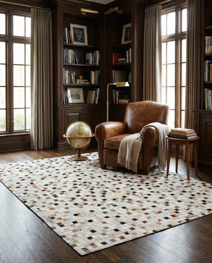 Detail image of 8' 3 x 10' Cowhide Leather Rug