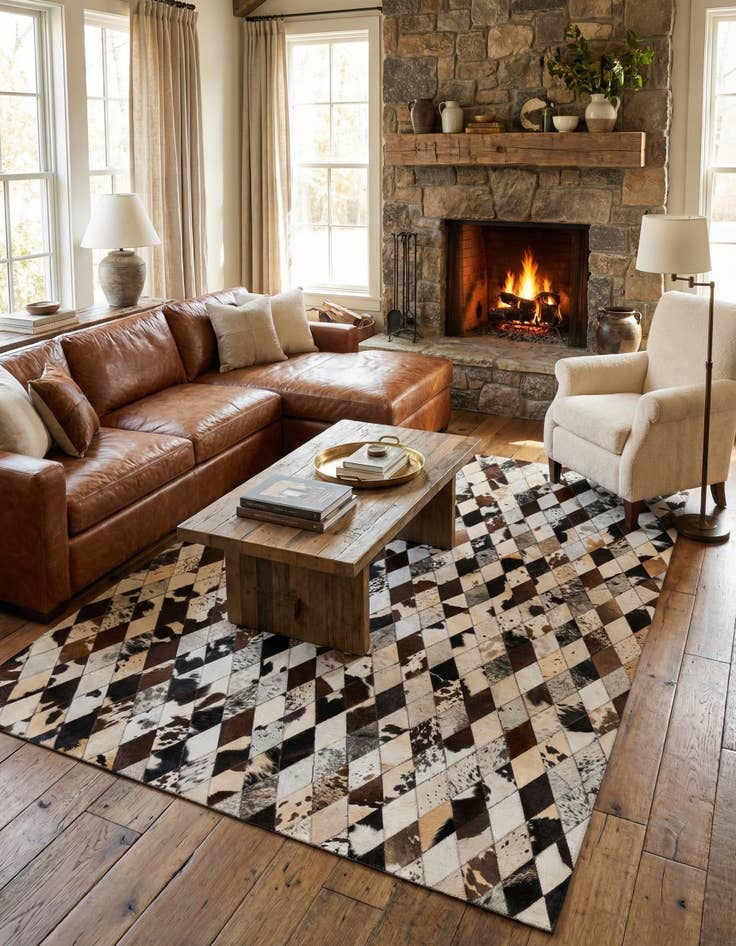 Detail image of 5' 7 x 8' Cowhide Stocks Rug