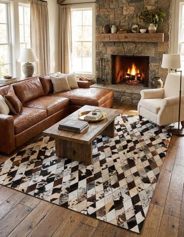 5' 7 x 8' Cowhide Stocks Rug