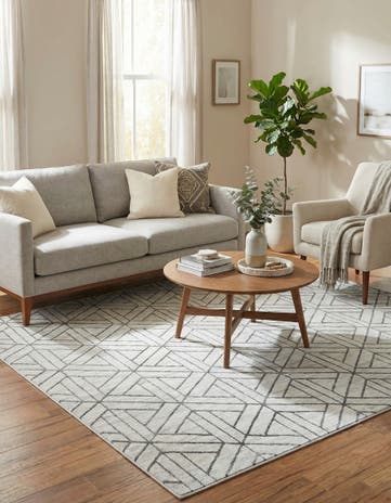 White Lattice Trellis Square Rug