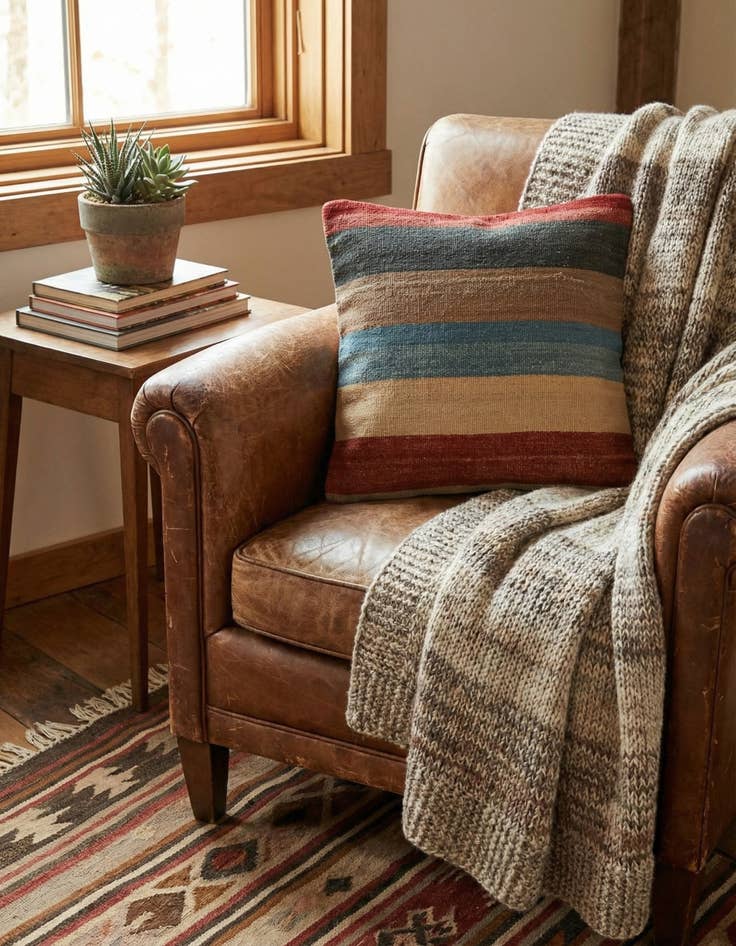 Detail image of 1' 6 x 1' 6 Hand Woven Pillow Wool Square Rug