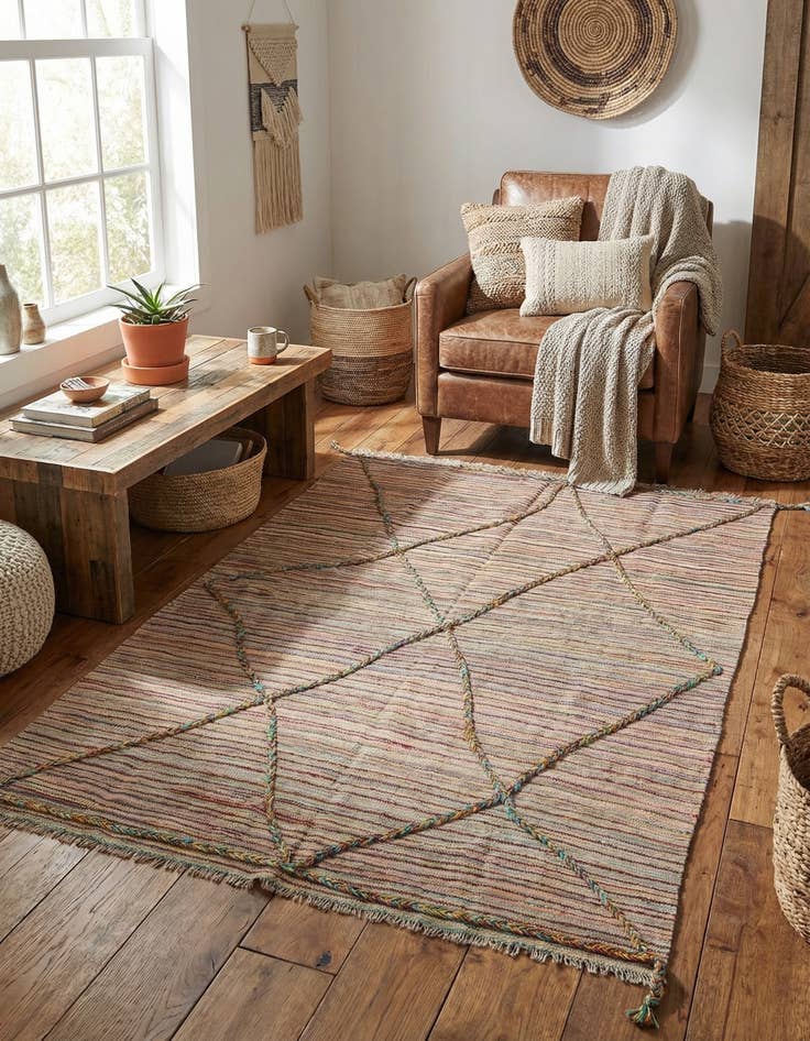 Detail image of 4' 9 x 6' 3  Hand Knotted Moroccan Wool Rug