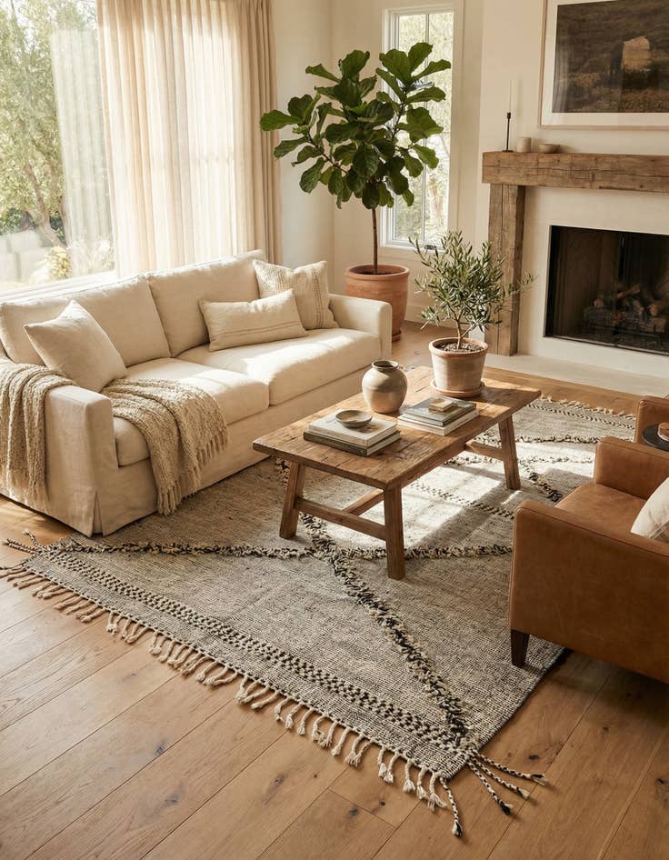 Detail image of 6' 8 x 9' 5  Hand Knotted Moroccan Wool Rug