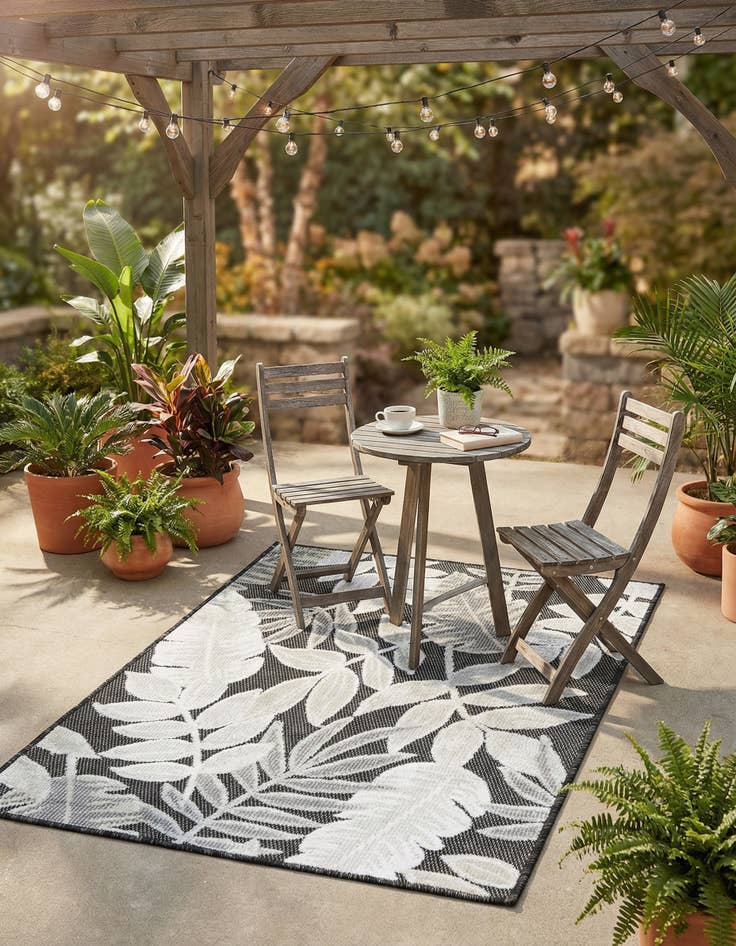 Detail image of  2' 2 x 3'  Washable Botanical Indoor / Outdoor Rug