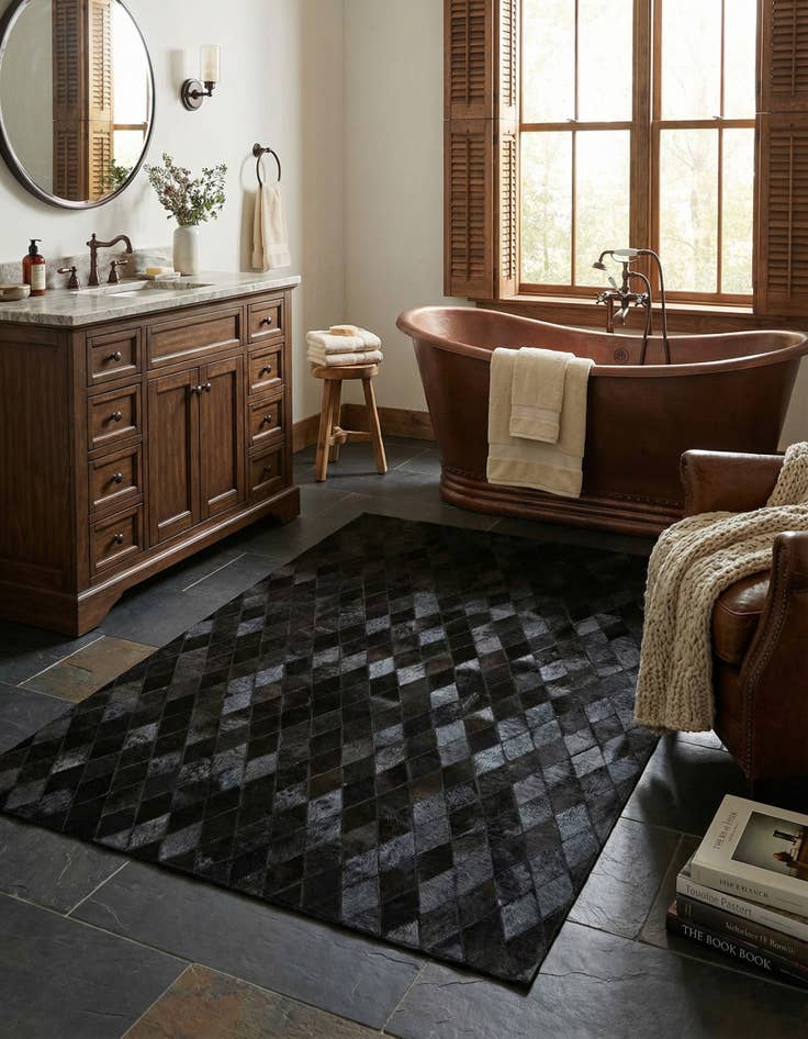 Detail image of 5' 1 x 8' Cowhide Stocks Rug