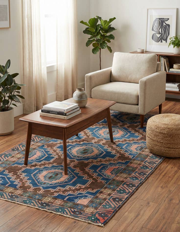 Detail image of 3' 8 x 6' 8  Hand Knotted Ultra Vintage Persian Wool Rug