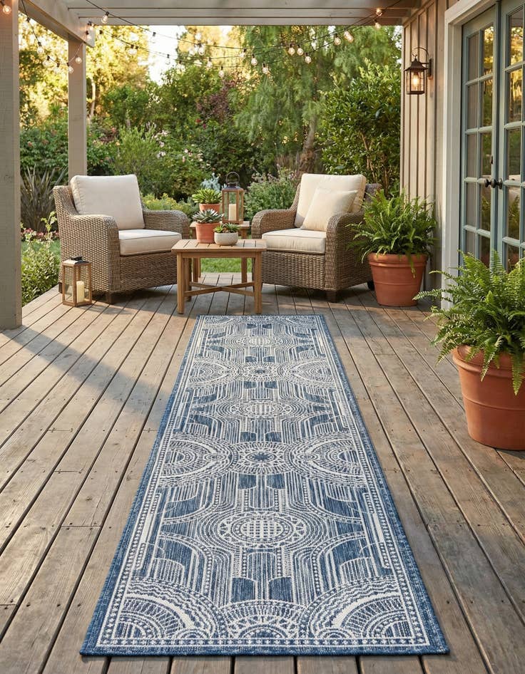 Detail image of 2' 7 x 12'  Washable Traditional Indoor / Outdoor Runner Rug