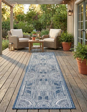2' 7 x 12' Easy-Clean Traditional Indoor / Outdoor Runner Rug