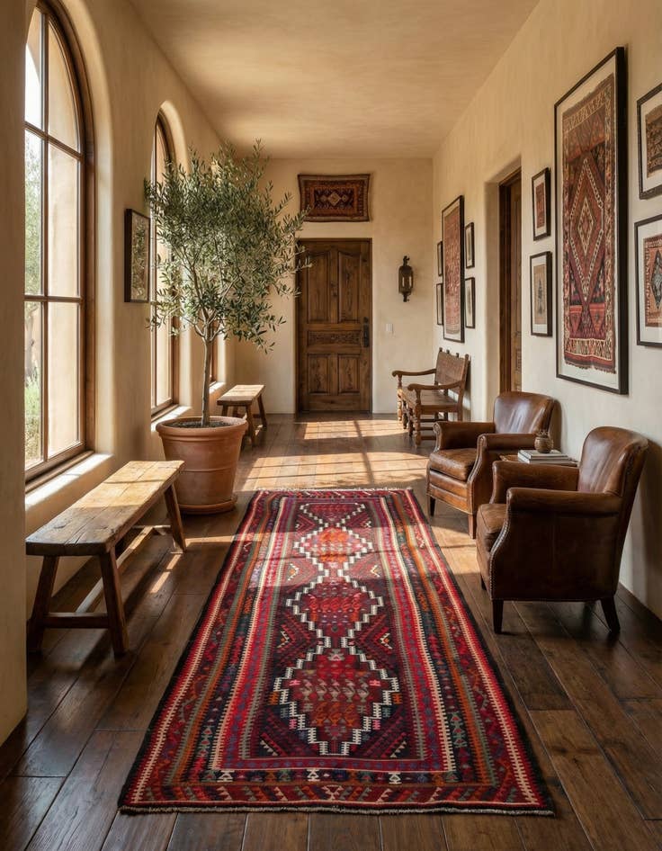 Detail image of 4' 9 x 9' 6  Hand Woven Kilim Fars Wool Runner Rug