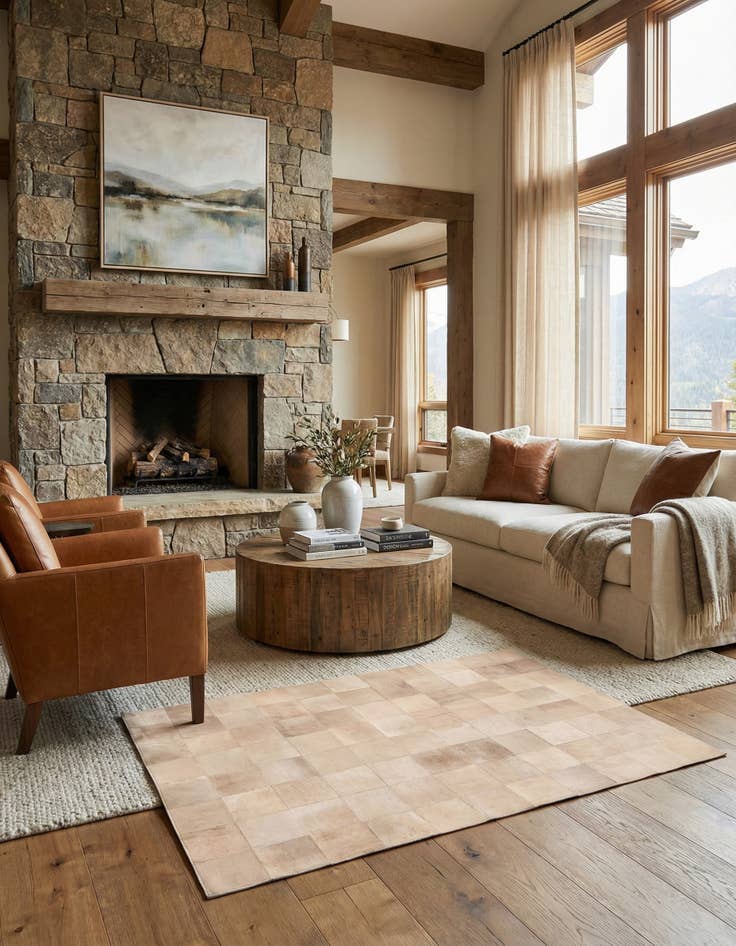 Detail image of 5' 1 x 8' Cowhide Leather Rug