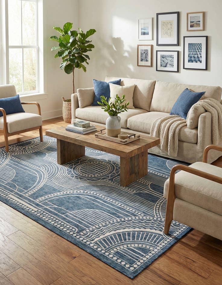 Detail image of  10' x 14'  Washable Traditional Indoor / Outdoor Rug