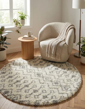 6' x 6' Moroccan Trellis Shag Round Rug