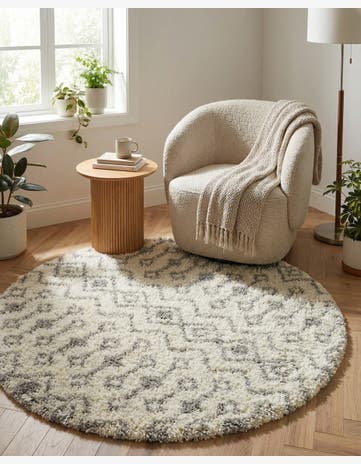 6' x 6' Moroccan Trellis Shag Round Rug