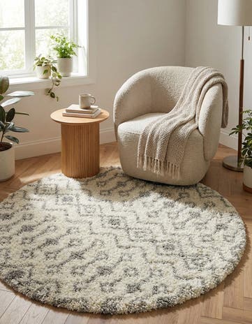 6' x 6' Moroccan Trellis Shag Round Rug