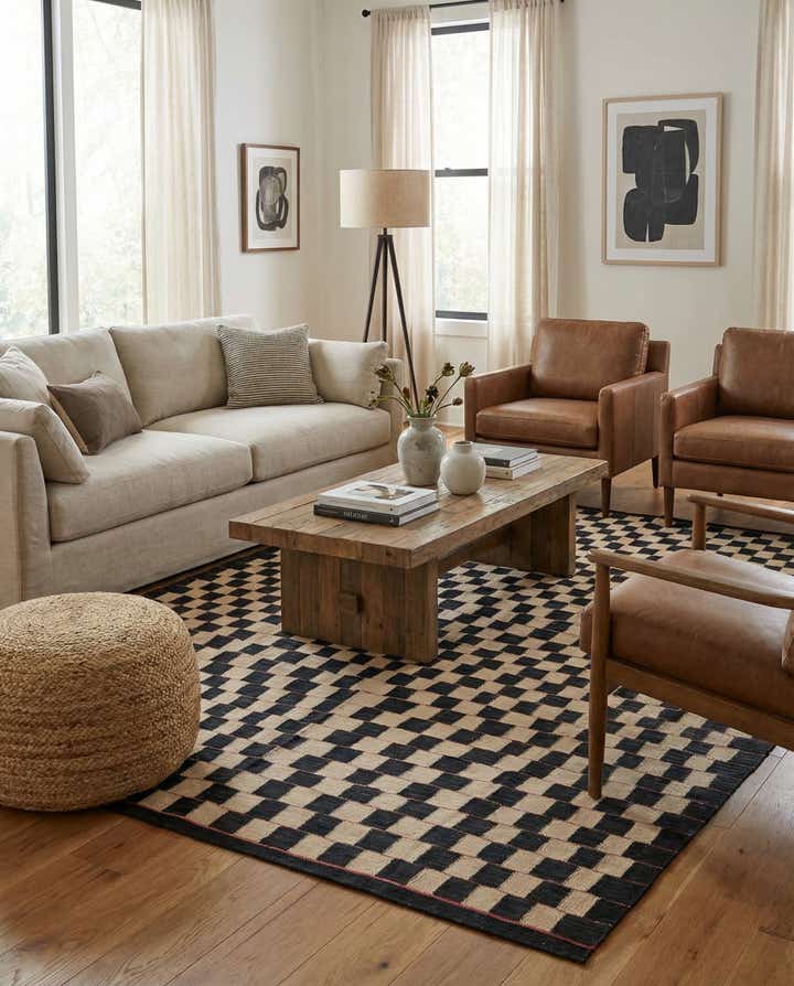 6' 9 x 9' 5 Hand Woven Kilim Modern Wool Rug