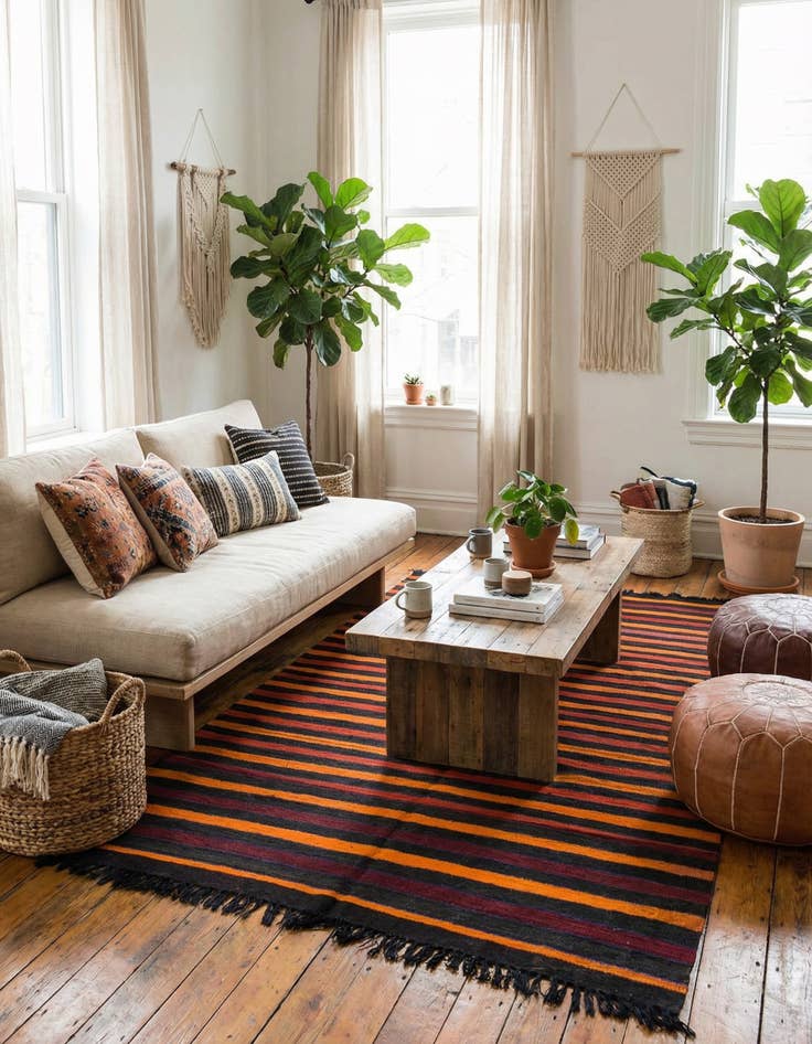 Detail image of 4' 6 x 9' 6  Hand Knotted Moroccan Wool Runner Rug