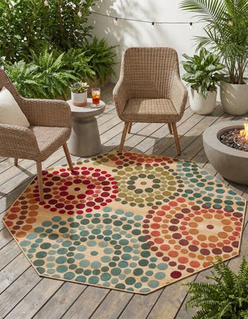 7' x 7' Easy-Clean Modern Indoor / Outdoor Octagon Rug