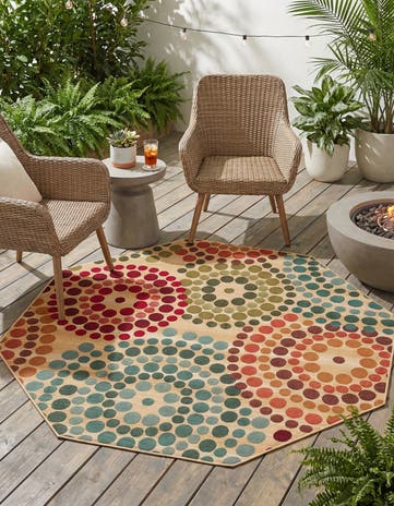7' x 7' Easy-Clean Modern Indoor / Outdoor Octagon Rug