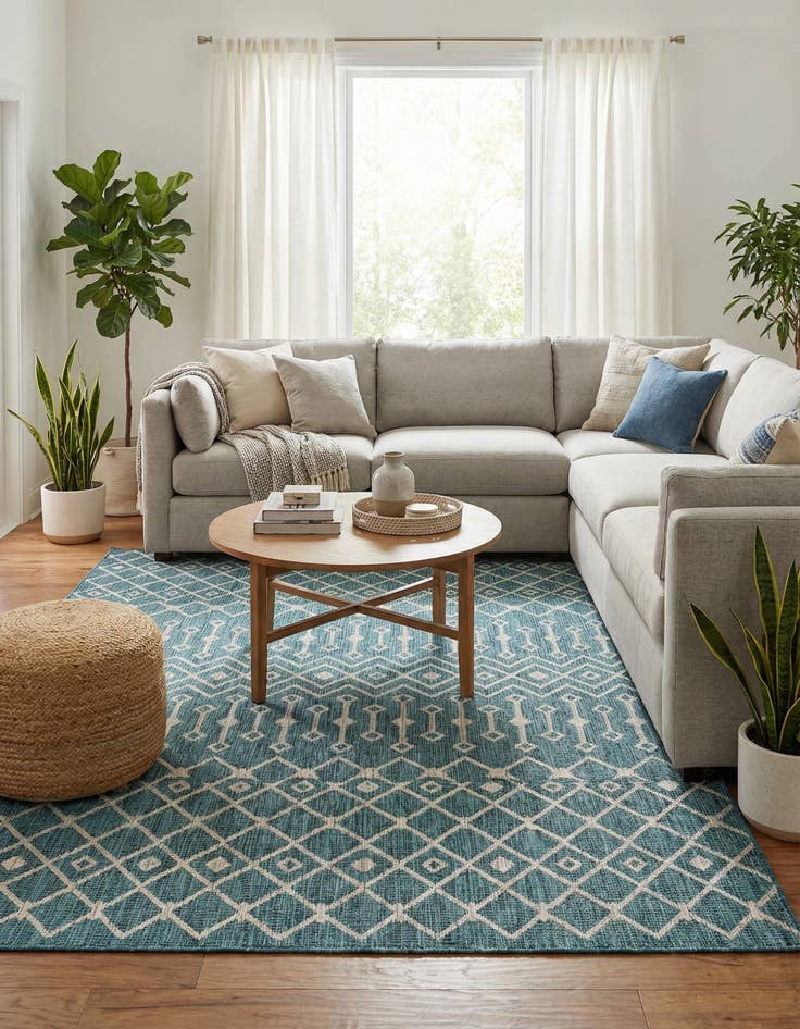 Detail image of 7' 10 x 11' Easy-Clean Trellis Indoor / Outdoor Rug