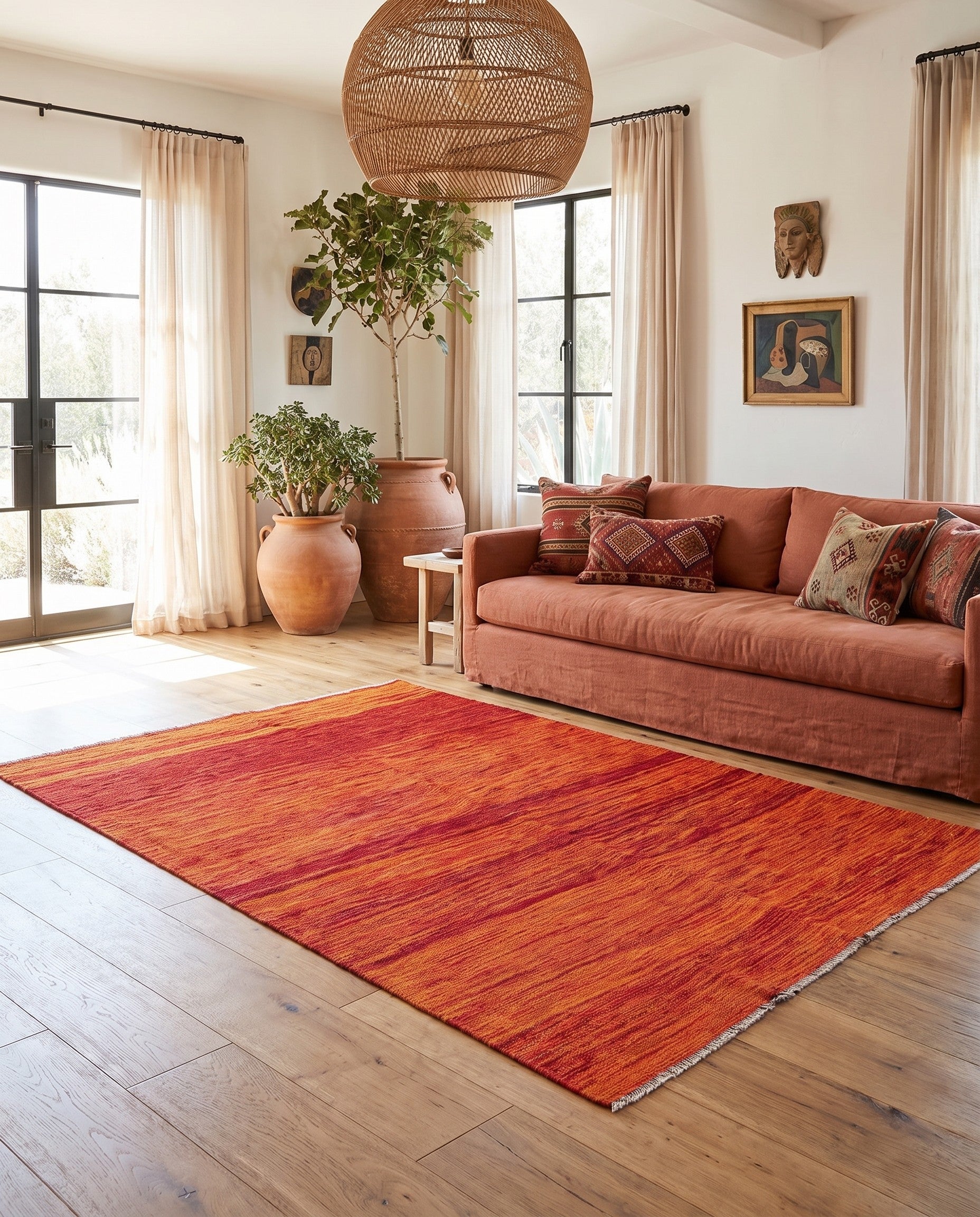 5' x 6' 4 Hand Woven Kilim Modern Wool Rug