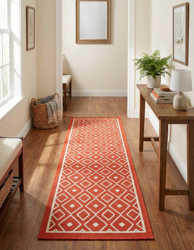 Detail image of 2' x 8'  Washable Trellis Indoor / Outdoor Runner Rug