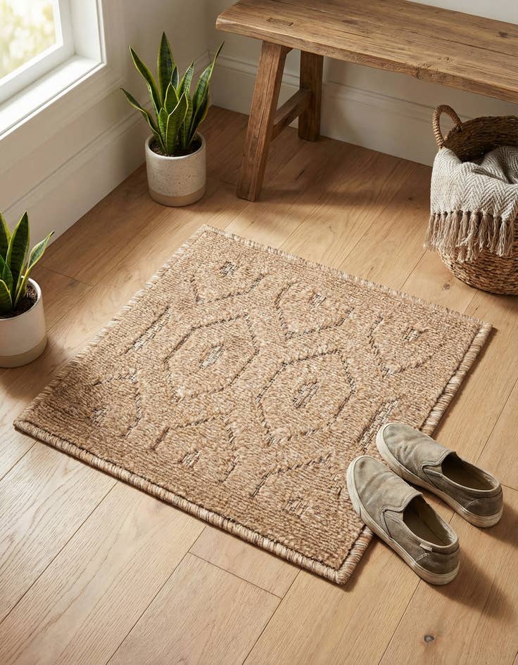 Detail image of 1' 4 x 1' 4  Washable Trellis Textured Indoor / Outdoor Sample Rug