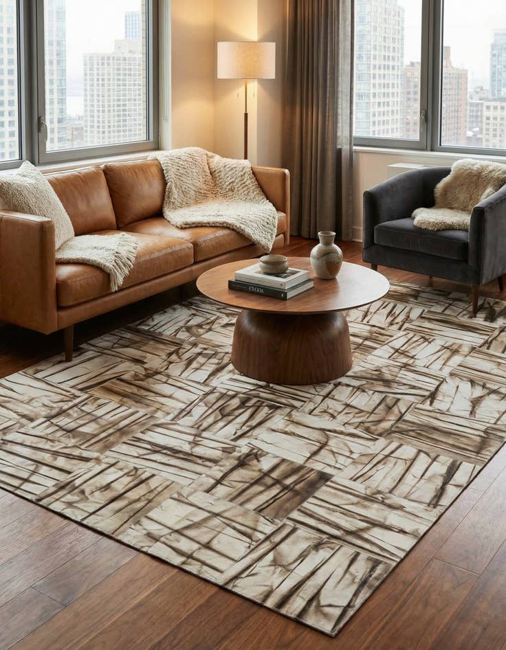 Detail image of 5' x 7' 11 Cowhide - Patchwork Rug
