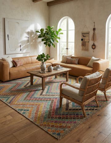 8' 9 x 9' 5 Hand Woven Kilim Modern Wool Square Rug