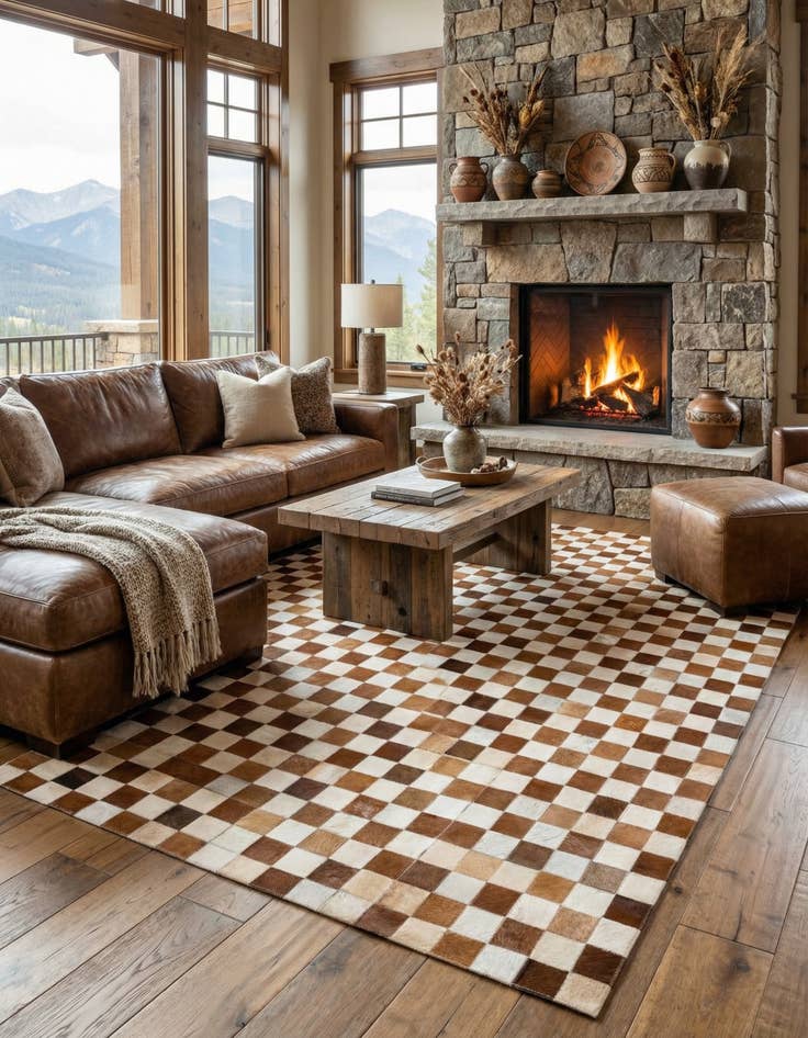 Detail image of 5' x 7' 11 Cowhide Stocks Rug