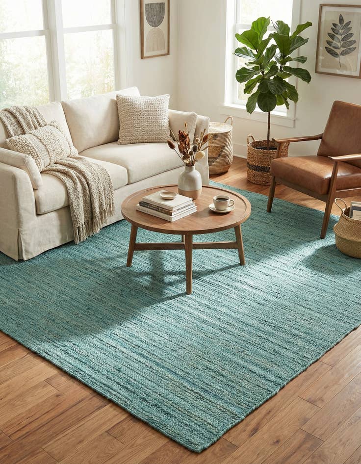 Detail image of 8' x 8'  Hand Braided Jute Square Rug