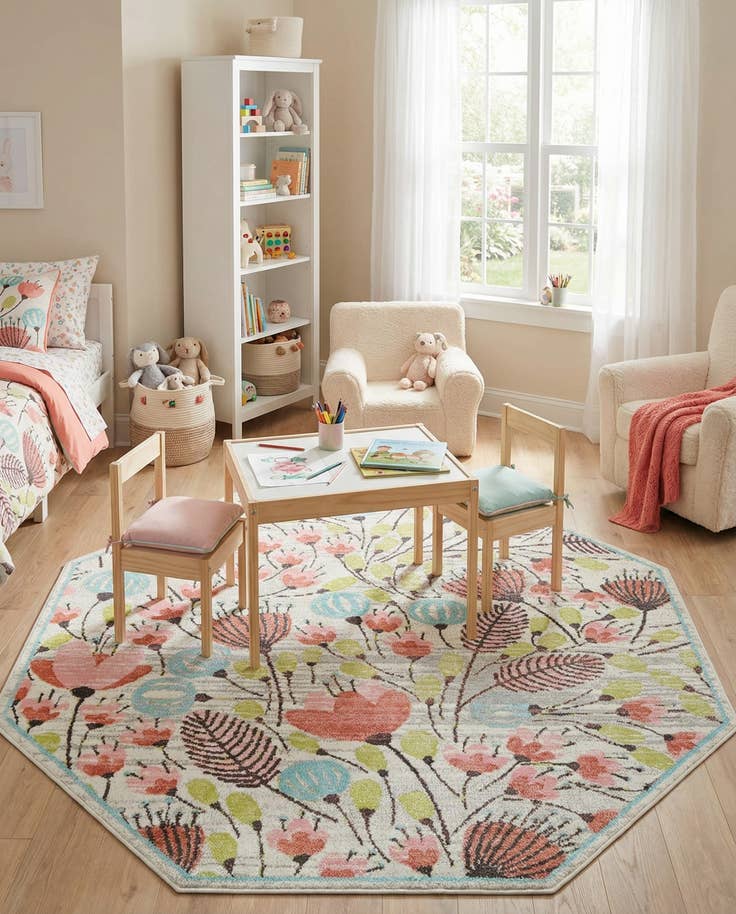 Detail image of 7' 10 x 7' 10 Whimsy Kids Octagon Rug