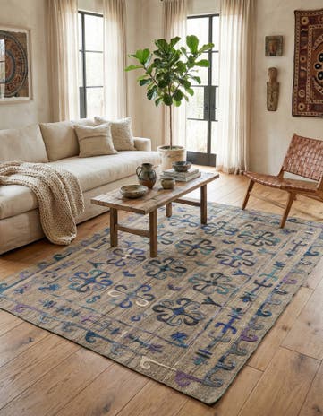 5' 10 x 7' 7 Hand Woven Kilim Suzani Wool Rug