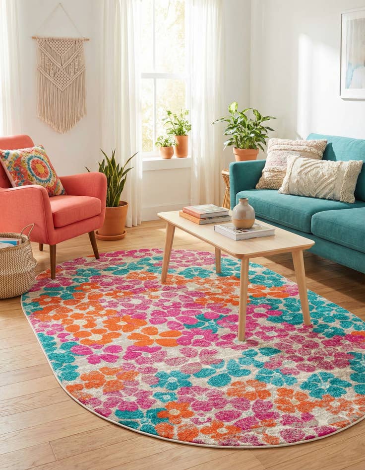 Detail image of 5' 3 x 8' Azalea Oval Rug