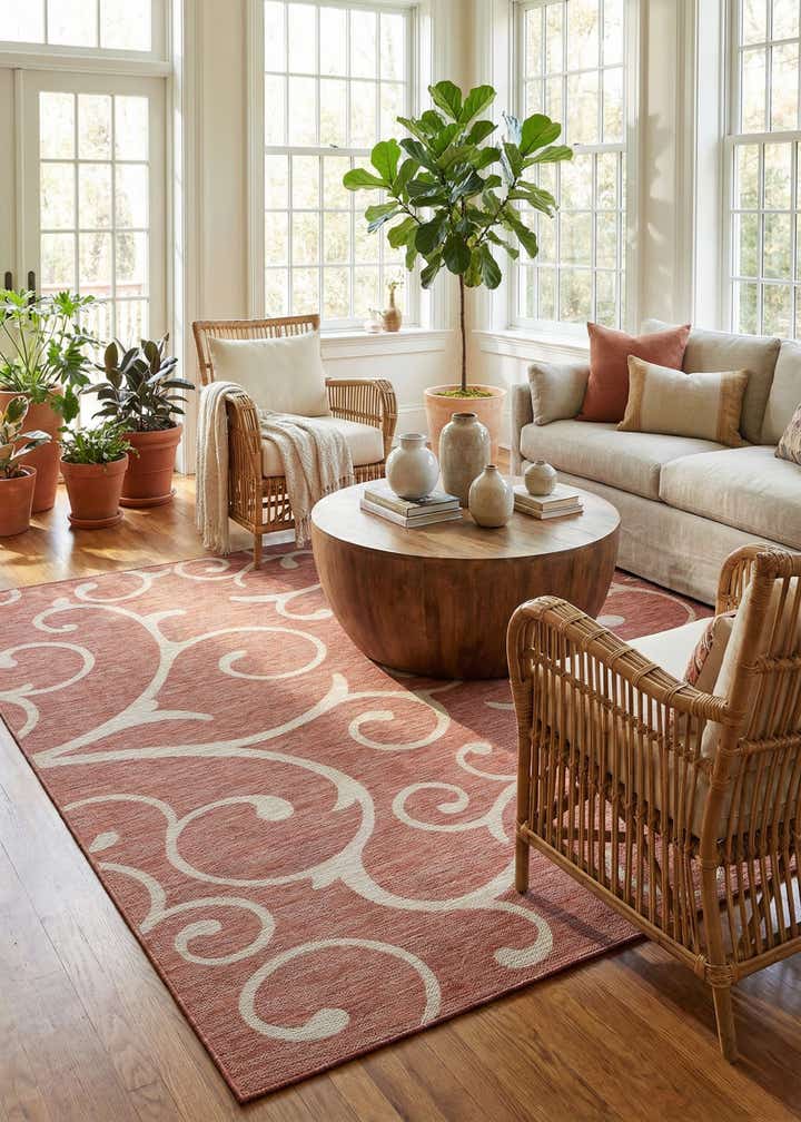 10' 8 x 10' 8 Easy-Clean Botanical Indoor / Outdoor Square Rug