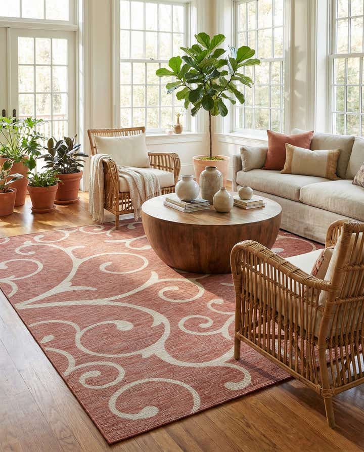 10' 8 x 10' 8 Easy-Clean Botanical Indoor / Outdoor Square Rug