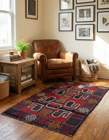 2' 9 x 4' 9 Hand Knotted Balouch Persian Wool Rug