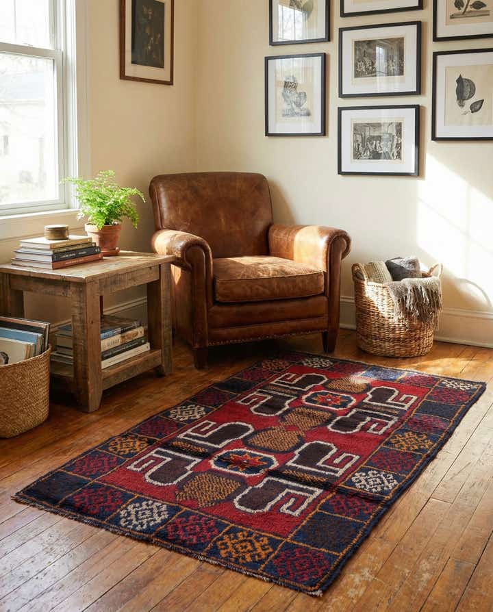 2' 9 x 4' 9 Hand Knotted Balouch Persian Wool Rug