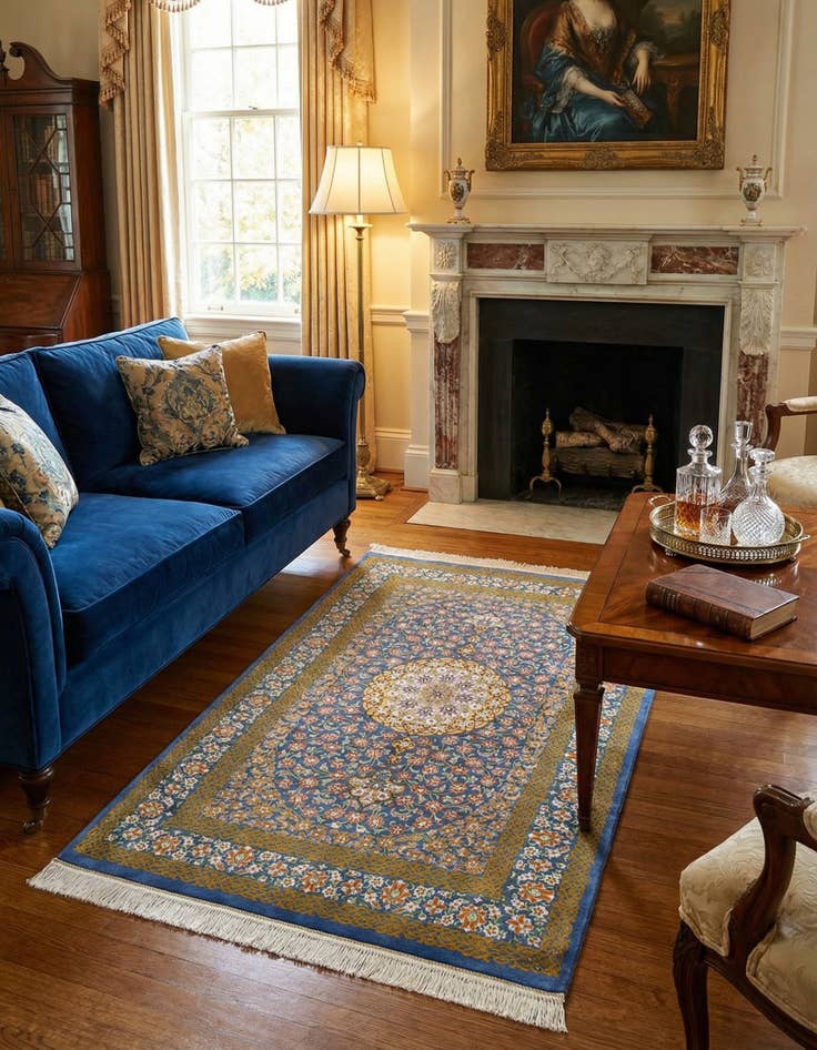 Detail image of 2' 7 x 4' Ghom Silk Rug