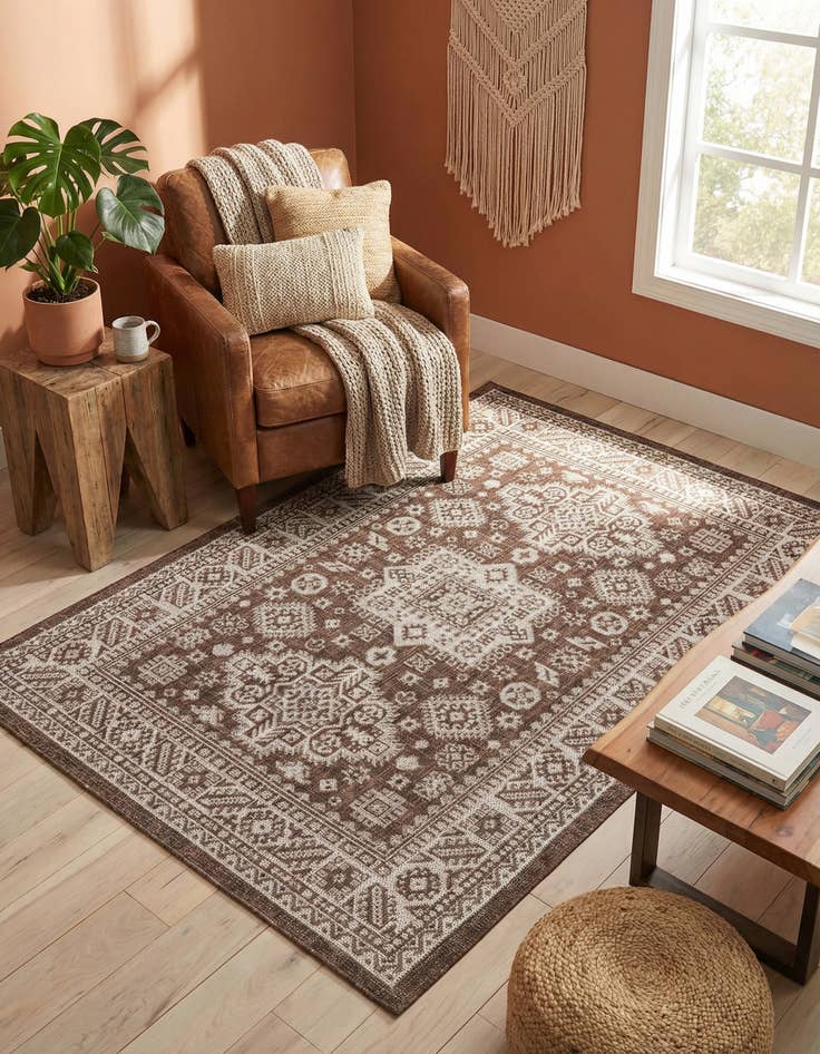 Detail image of 4' x 6' Easy-Clean Aztec Indoor / Outdoor Rug