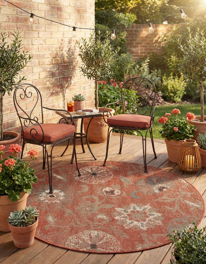 5' x 5' Easy-Clean Botanical Indoor / Outd...