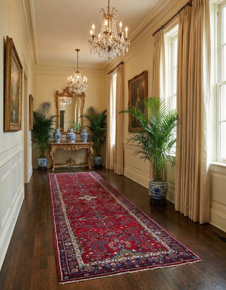 Detail image of 3' 10 x 13' 8  Hand Knotted Darjazin Persian Wool Runner Rug