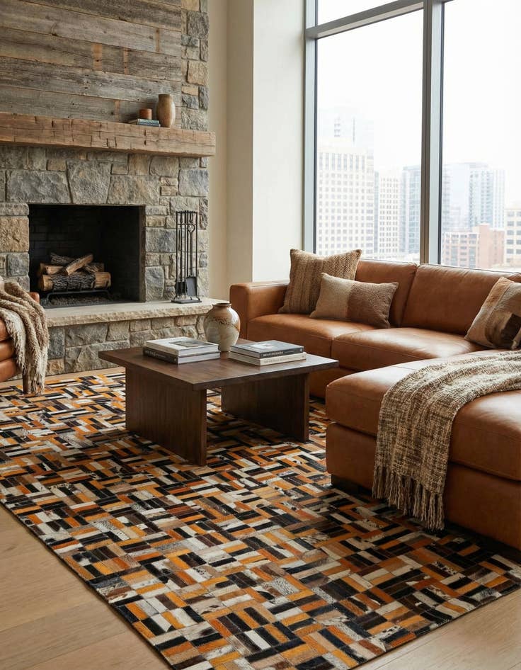 Detail image of  5' x 7' 11 Cowhide - Patchwork Rug