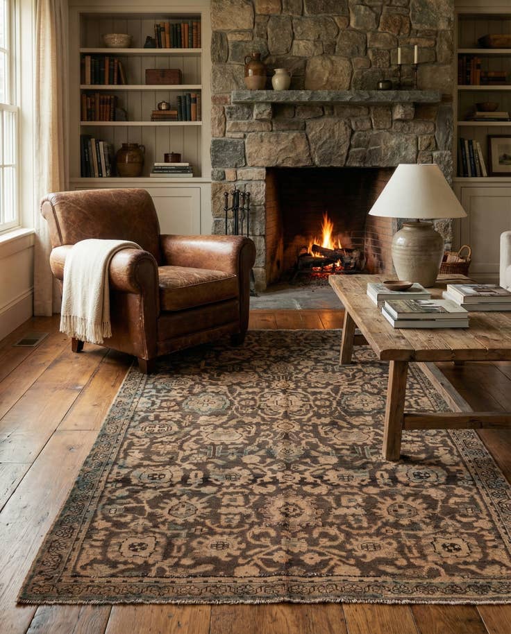 Detail image of 4' 9 x 7' Hand Knotted Ultra Vintage Persian Wool Rug