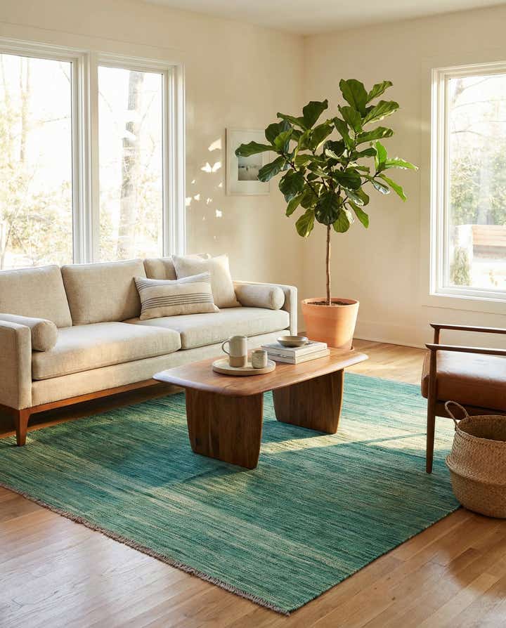 4' 7 x 6' 7 Hand Woven Kilim Modern Wool Rug