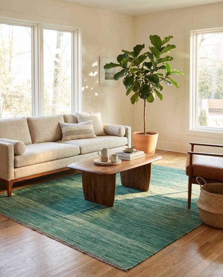 Detail image of 4' 7 x 6' 7 Hand Woven Kilim Modern Wool Rug