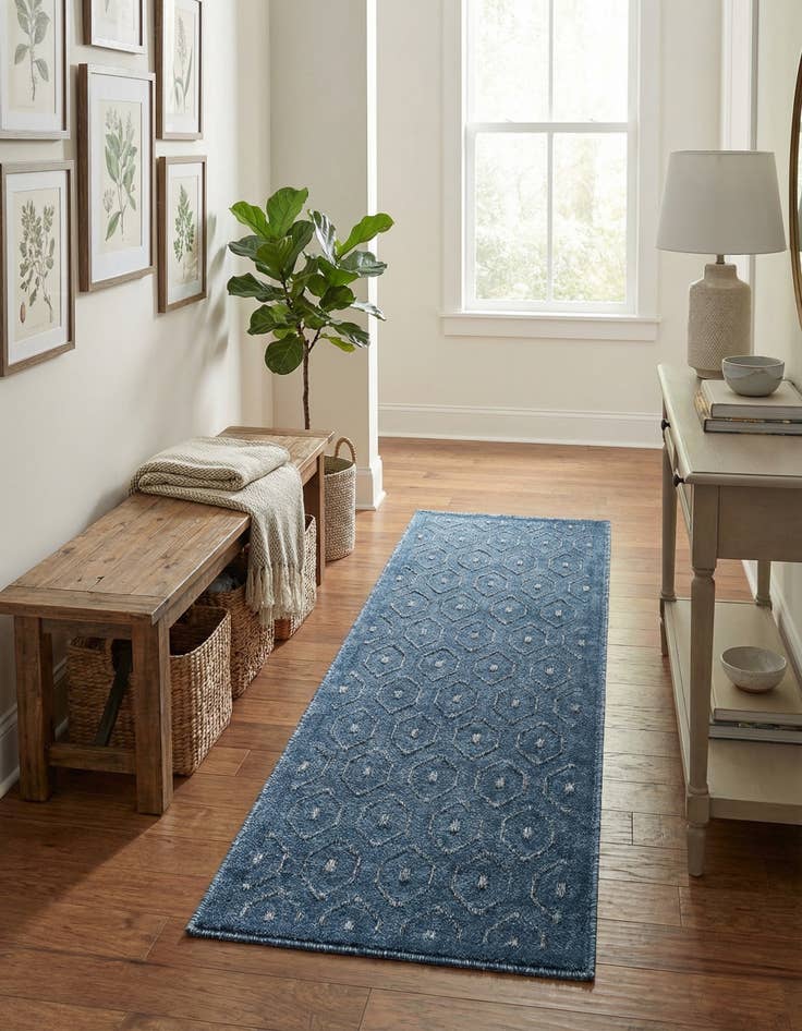Detail image of  2' x 6'  Washable Trellis Textured Indoor / Outdoor Runner Rug