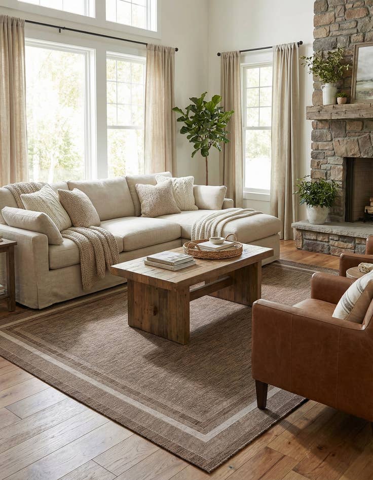 Detail image of  9' x 12'  Washable Border Indoor / Outdoor Rug